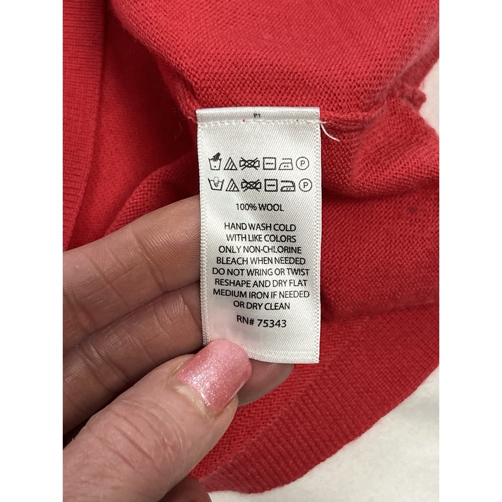 Paul Costelloe 100% Merino Wool Red Crewneck Sweater M Quiet Luxury Fine Knit - Picture 10 of 10